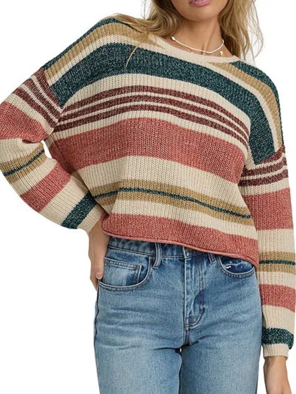 Billabong Women's Mulit Striped Pullover Sweater Size M